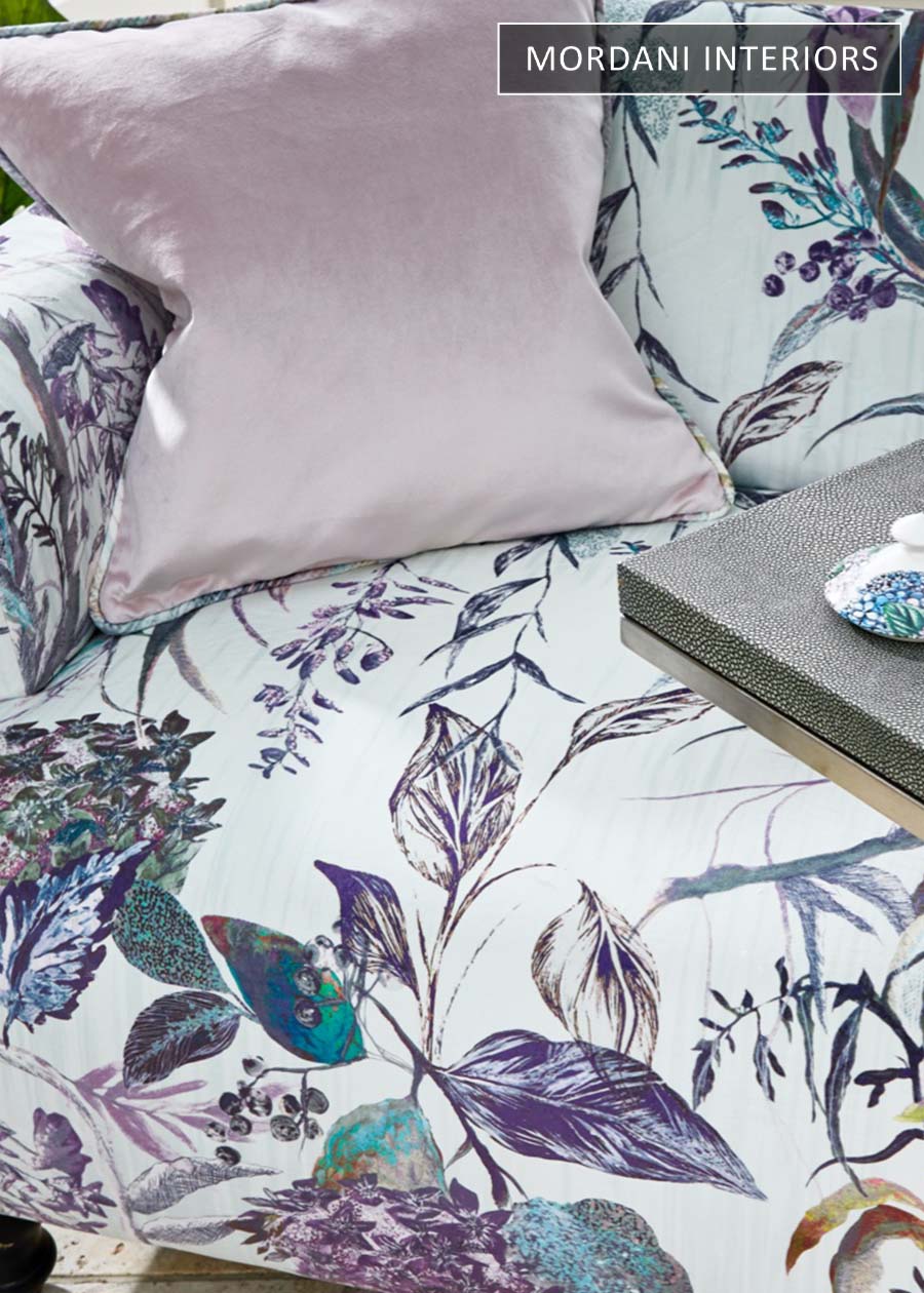 Violet Jungle Leaves Printed Upholstery 